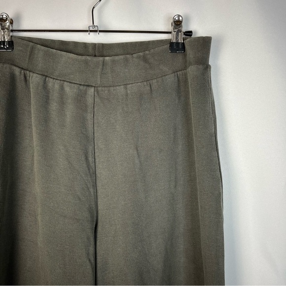 Ghanda Dark Charcoal Gray Ribbed Flare Lounge Pants M - Picture 3 of 5